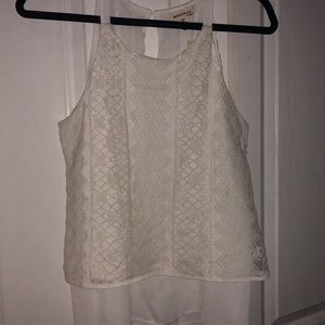 White lace shirt with button on the back